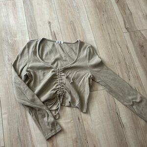 Green Long Sleeve Crop